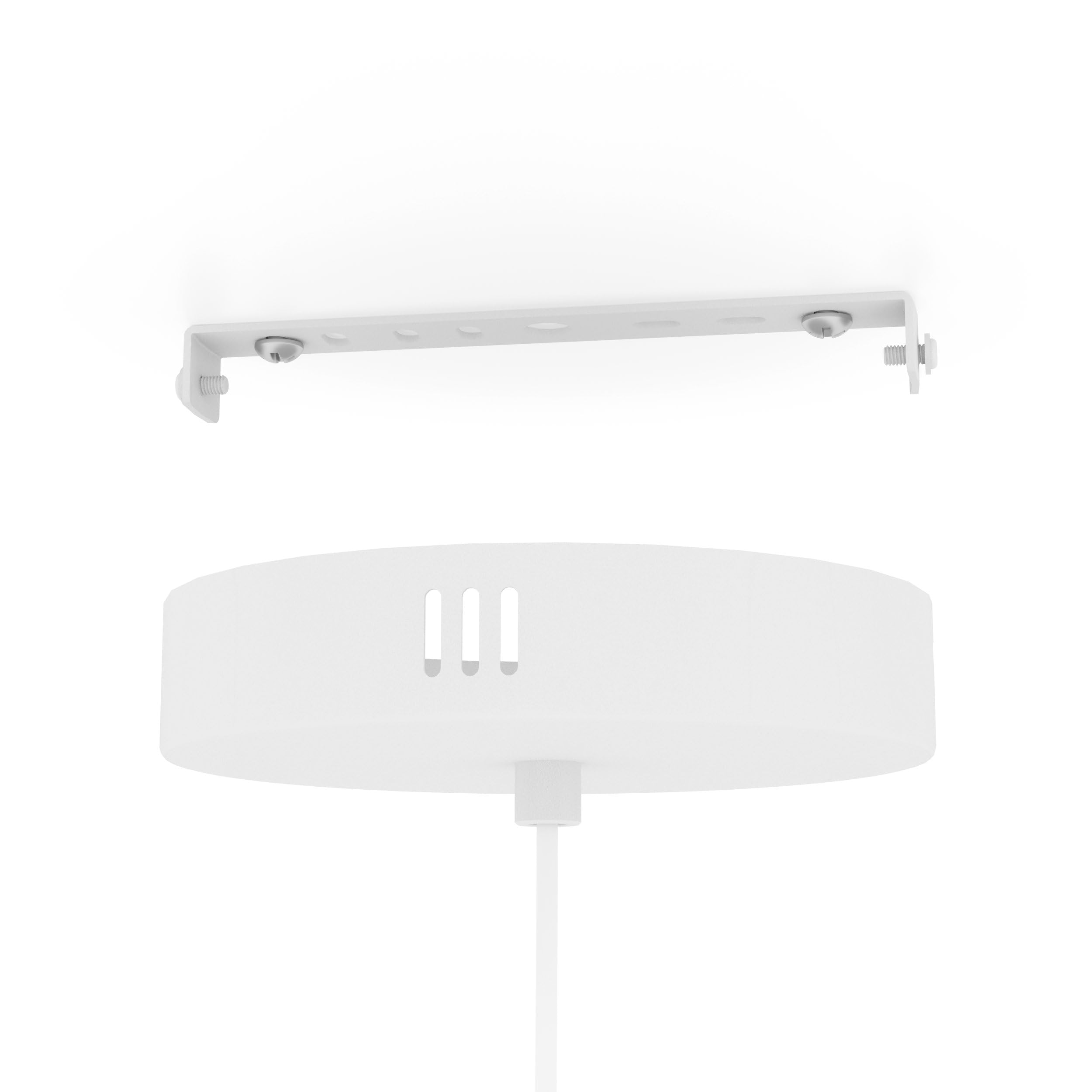 EGLO connect.z Yuku-Z Lámpara colgante led para hogar inteligente | de metal blanco y textil en blanco, madera de bambú, ZigBee, App y control por voz Alexa, blanco cálido-blanco frío, RGB