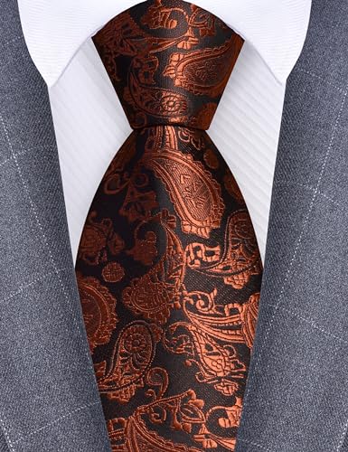 Image of GUSLESON 3.15 inch(8cm) Fashion Paisley Ties Mens Woven Jacquard Necktie for Wedding
