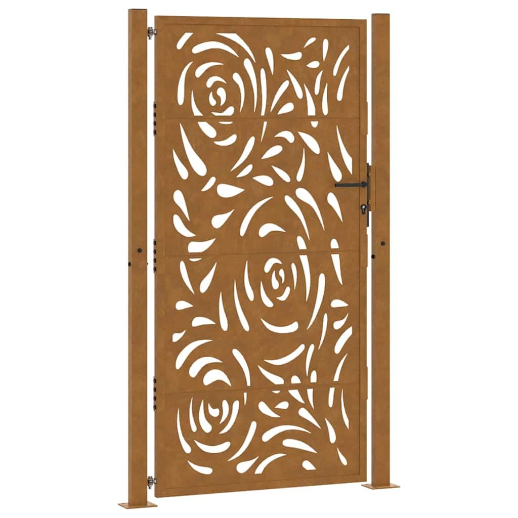 vidaXL Portail de jardin 100x175 cm en acier patiné motif flamme