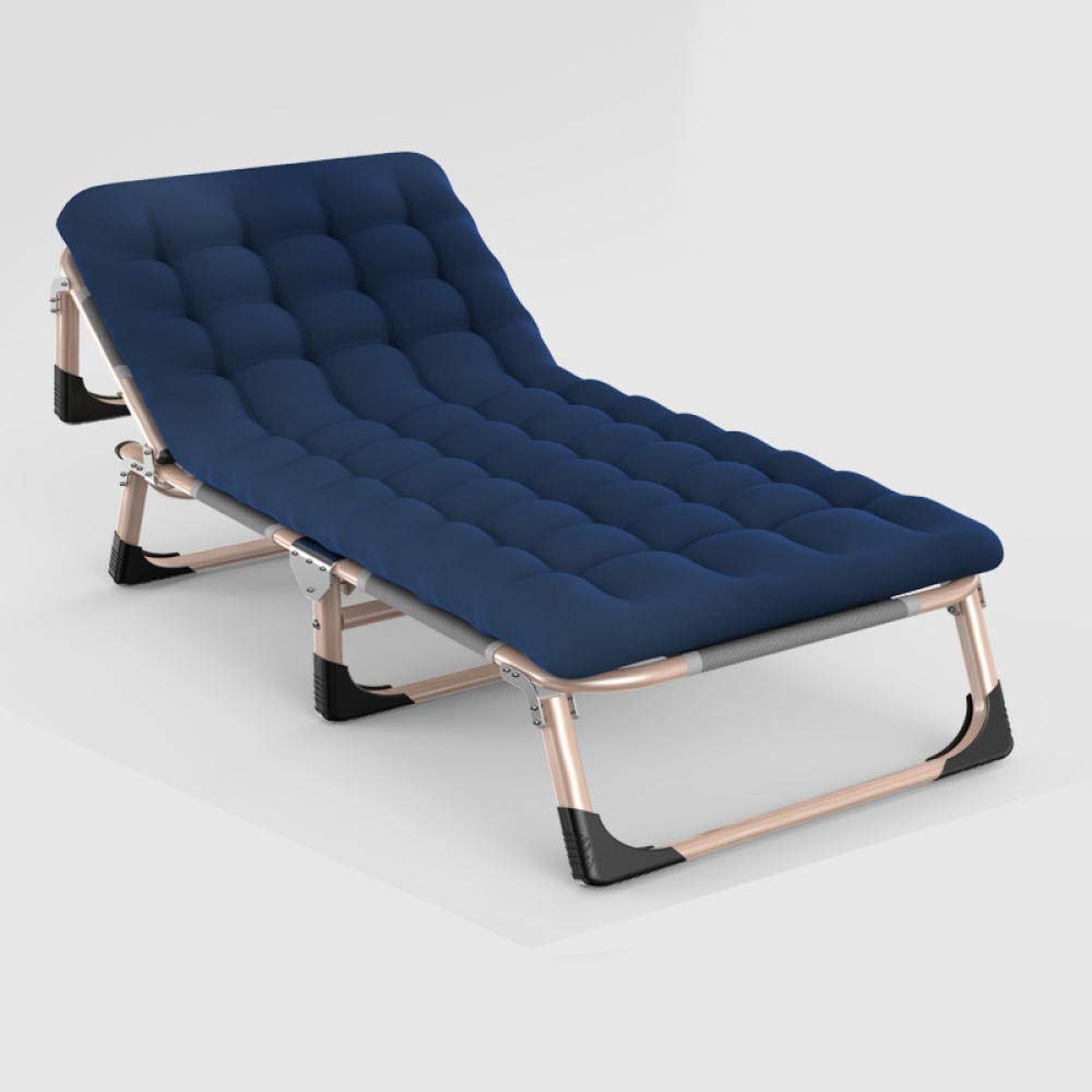Chaise longue réglable bleue avec coussin en coton perlé pour jardin et plage