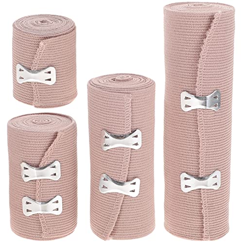 Elastische Binde, 4 Stück Elastische Bandage, Textilelastische Kompressionsverband, Gedehnt Luftdurchlässig Bandage für Handgelenke Knöchel Knie(5/7.5/10/15cm)