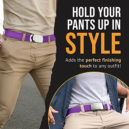 Hold’Em Military Canvas Webbing Belts for MEN’S–Polished Silver Slider Buckle Heavy Duty Adjustable4