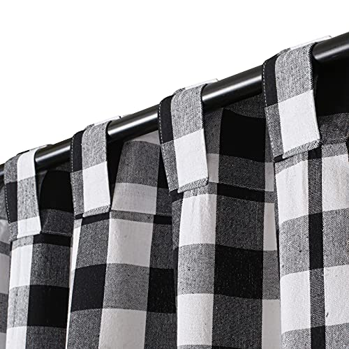 Farmhouse Curtain In Gingham Plaid Check Fabric 50X63 Black White, Cotton Curtains, 2 Panels Curtain,Tab Top Curtains, Room Darkening Drapes, Curtains For Bedroom, Curtains For Living Room, Set Of 2 #TOP4