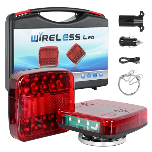 LAMPEASE Wireless Trailer Lights Magnetic New Rechargeable LED Trailer Light Kit IP65 Waterproof for Trucks RVs Boats Campers Caravan