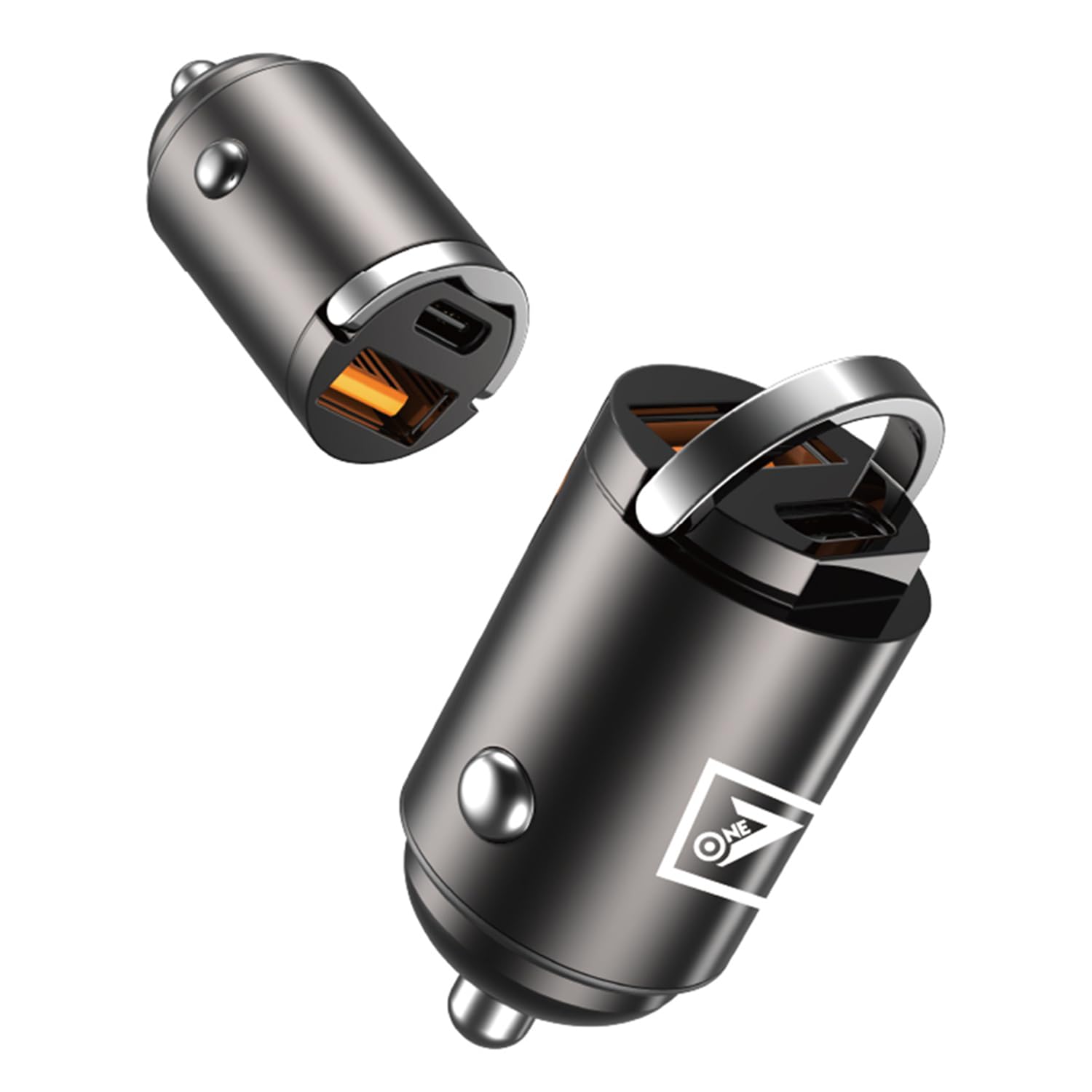 ONE 7 60W Dual Port Car Charger | Super Fast Charging Mini Metal Charger Adapter | USB + Type-C Output | Compact All-Metal Build | Compatible with Phones, Tablets & GPS Devices – Black (ON QCC-29)-image-16