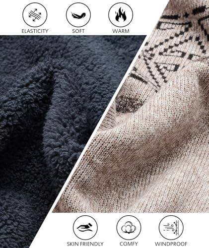 Image of LLdress Mens Knit Cardigan Sweaters Sherpa Lined Full Zip Hoodie With Pockets
