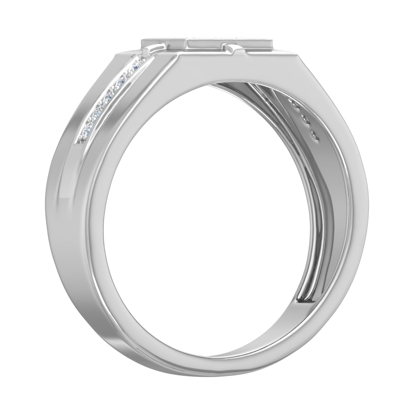 1/4 Carat Men Diamond Wedding Band Ring in 10K Gold: White Gold 4.75