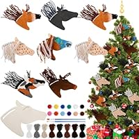 Geelin 24 Pcs Christmas Wooden Horse Craft Western Ornament Unfinished Wooden Cutouts Horse Painting Kit Unicorn Ornament DIY Cowboy Craft Paint Your Own Art for Christmas Party Favors(Classic)