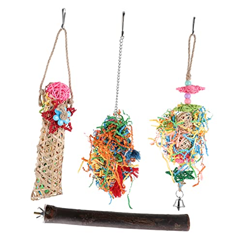 HEMOTON 4Pcs Bird Chewing for Parrots Hanging Cage Accessories Interactive Play for Parakeets Cockatiels Engaging to Promote