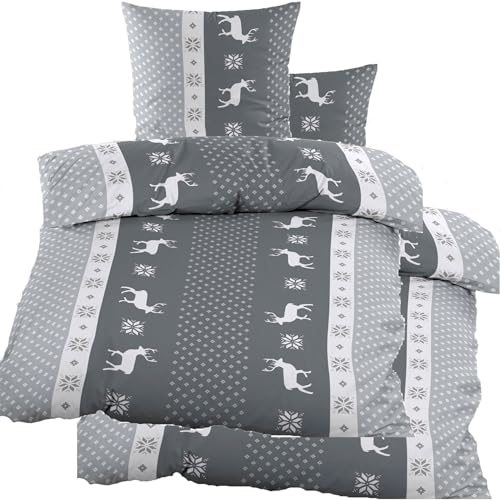 KH-Haushaltshandel 4-TLG. Biber Winter Bettwäsche 2X (135 x 200 +...