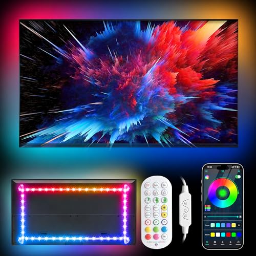 Daymeet TV Led Backlight,13.1ft ICRGB LED Lights for TV USB Light Strip for 40-65 inch Monitor Behind Lighting, Rainbow Color TV Lights Music Sync Bluetooth APP Control with Remote