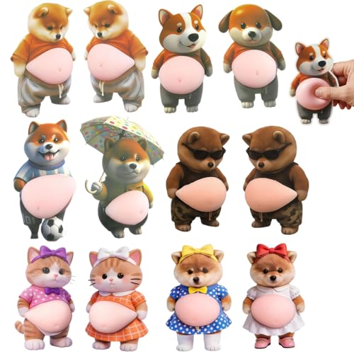 IWIDYA 6 Paar 3D Shiba Inu Aufkleber aus Silikon, Squishy Sticker, Anti-Kollisions-Aufkleber, lustige Türstopper-Alternative, Stressabbau für Kinder & Erwachsene