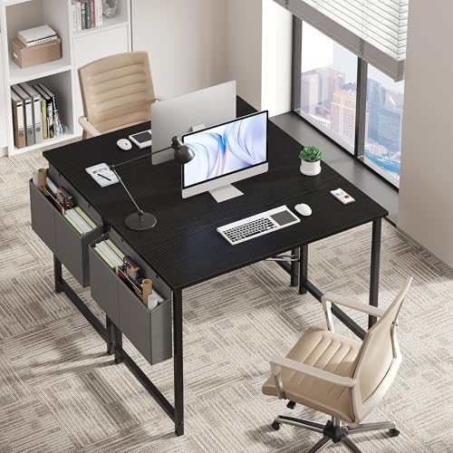 Image of OLIXIS Small Computer Desk, 40 Inch Gaming Desks for Home Office | Writing Study Craft Work Table, Computer Workstation for Bedroom Small Spaces with Storage Bag, Black