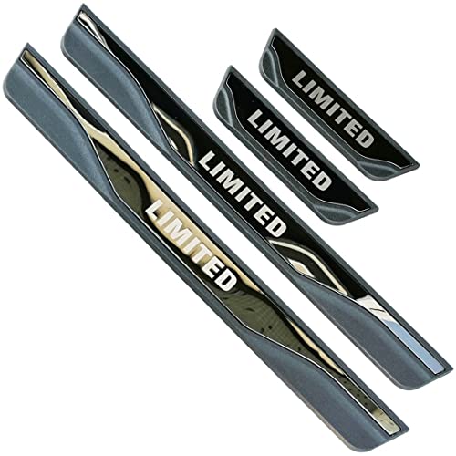 FEOYDS Stainless Door Sill Protector Kick Plate Entry Guard Kit for Hyundai Santa Cruz Elantra Venue Limited 2025 Accessory (Black Limited Text)