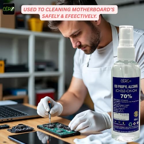Image of CERO IPA Isopropyl Alcohol for Cleaning, All Electronics, Clean Your Makeup Tools, Clean CPU, GPU and Screen, Repair Cosmetics 70% Pure IPA (CH3)2-CH-OH] CAS: 67-63-0 (100ml)