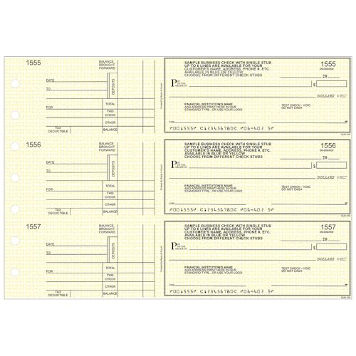Yellow Manual Checks for Business with Stub