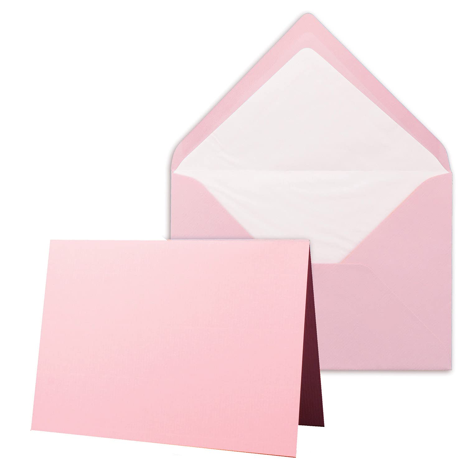 250 x pakiet kart z wyściełanymi kopertami - żebrowane - DIN A6/C6 - różowe - 10,5 x 14,8 cm - klejenie na mokro - nowy papier