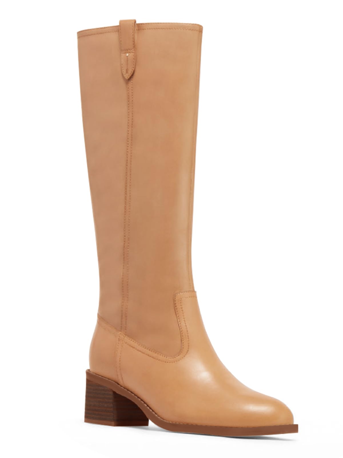 Coutgo Womens Knee High Boots Low Chunky Heel Round Toe Tall Boots Side Zipper Fall Dress Shoes