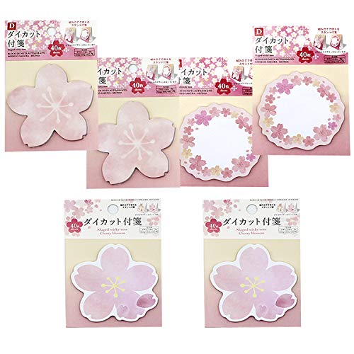 6Pcs Self Sticky Notes Flower Sakura Self-Stick Notepads Cute Colorful Memo Posted Writing Pads 8x8cm