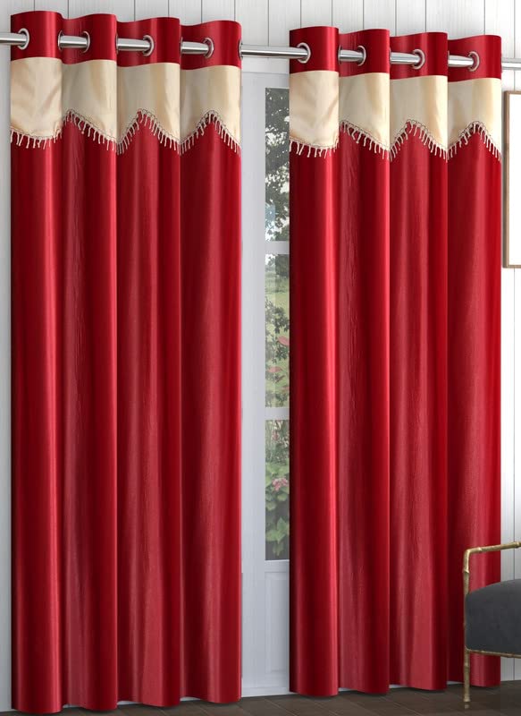 FABREEVA Premium Fancy Frill Plain Solid Room Darkening Long Door Eyelet Curtain Panel Parda with Frill for Drawing Room, Living Room/Bedroom (Maroon, 8 Feet) - Single Piece (B0C2CJT4C9) Amazon Price History, Amazon Price Tracker