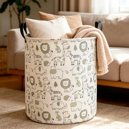 Image of CLOCOR Laundry Basket,Collapsible Storage Baskets,Room Decor,Gift Basket(Green Animals