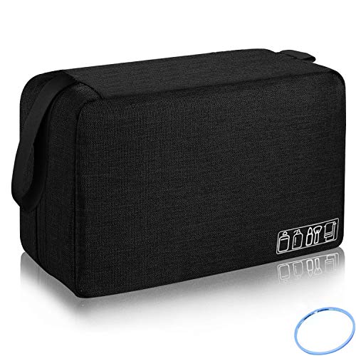 Oladwolf Bolsa de Aseo Colgante Neceser Hombre Neceser de Viaje para Mujer y Niños Bolsa Pequeño con Espejo (Negro)