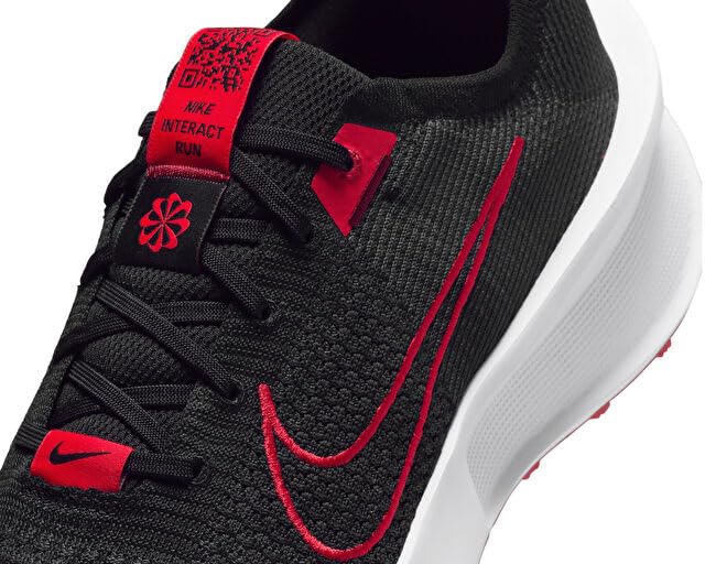 Image of Nike Interact Run Men's Road Running Shoes (FD2291-007, Black /Anthracite /White /Fire Red) Size 9.5