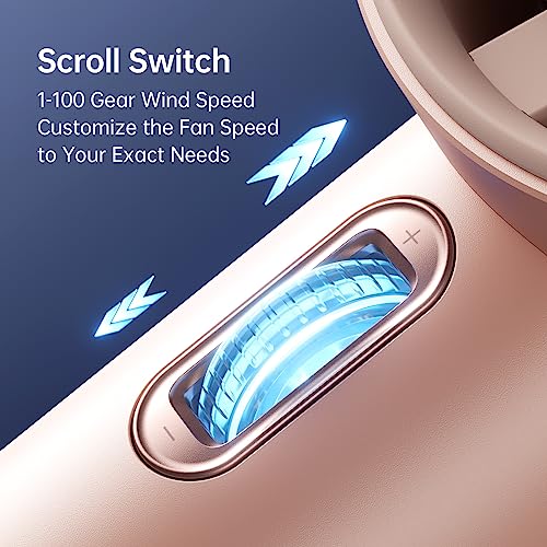 Image of JISULIFE Handheld Fan Pro1S - Next-Gen Airflow: Up to 12h Runtime, Pearlescent ABS - Elegant Strength, 1-100 Speed Scroll Wheel, 3600mAh-Portable Fan for Travel, Gifts for Women Men(Iceberry Pink)