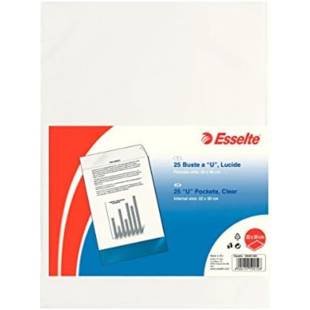 Esselte U Pocket Folders Polished, Folio in PP Clear 22x30 Transparent
