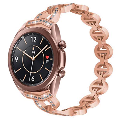 YOFUNTLE Compatible for Samsung Galaxy Watch 3 41mm/Active 2 40mm 44mm Band,Women Metal Jewelry Bracelet Strap Wristband Replacement for Samsung Galaxy Watch Active/Galaxy Watch 42mm (Dark Rose Gold)