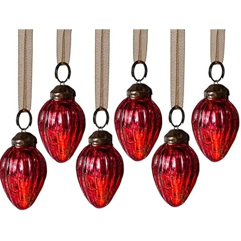 Aurora Christmas Set of 6 Pinecone Christmas Baubles, Red, 1" Cover