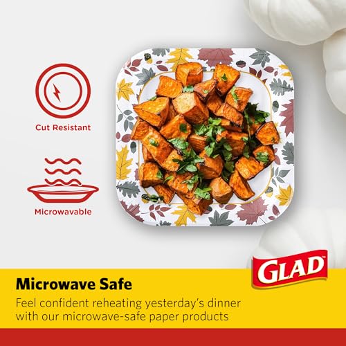 Image of Glad Square Disposable Paper Plates, Falling Foliage, 10 Inch, 58 Ct, 6-Pk