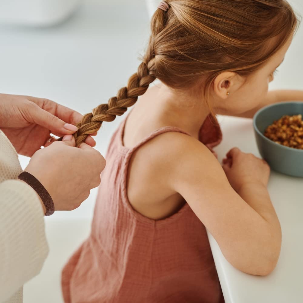 Paquete de 100 lazos elásticos de algodón sin costuras para mujer, soportes para coletas de caballo, accesorios elásticos para el cabello, sin arrugas, sin daños para cabello grueso (marrón oscuro)