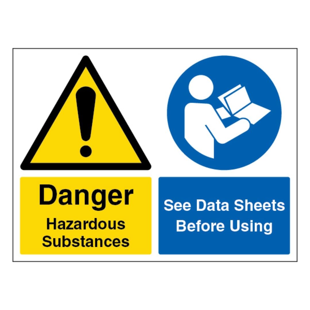 V Safety Danger Hazardous Substances/See Data Sheets - Landscape 400 x 300 mm - 1mm Rigid Plastic Safety Sign