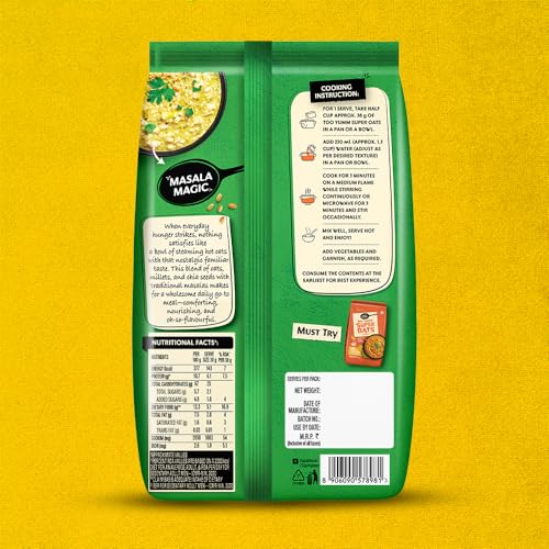 Image of Too Yumm Oats Protein Super Oats Masala Magic | 400g | 10.7g Protein | Oats, Millets, Bajra, Jowar & Chia Seeds | 13.3g Dietary Fibre