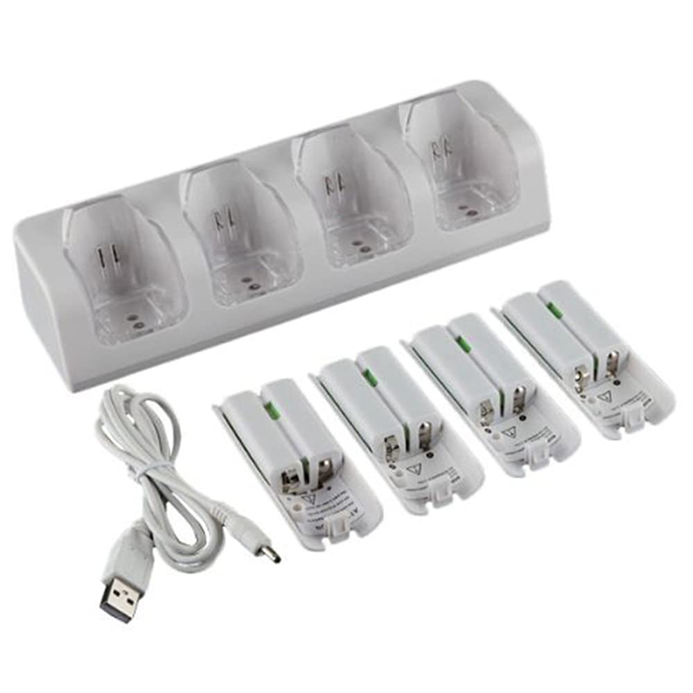 Station de charge, Chargeur Manette pour Télécommande Wii, 2800 mAh, Cellules Rechargeables et Station de Charge pour Wii U