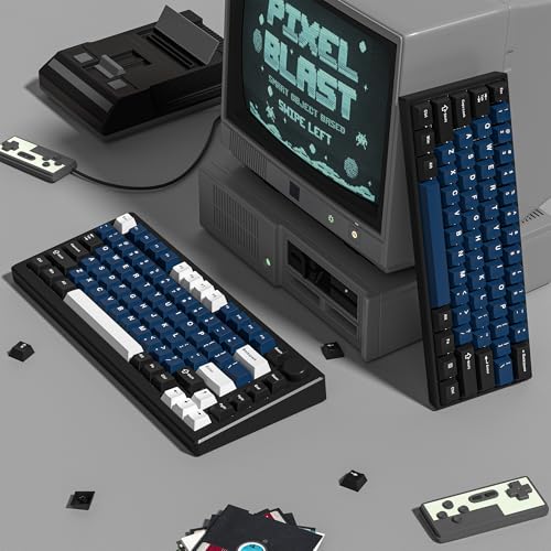 Image of dagaladoo doubleshot PBT keycaps, Cherry Profile Keyboard Key caps, Black /Blue /White Custom keycaps 75 Percent 138-key Set for 60% 65% 75% 100% Cherry Gateron MX Mechanical Keyboard