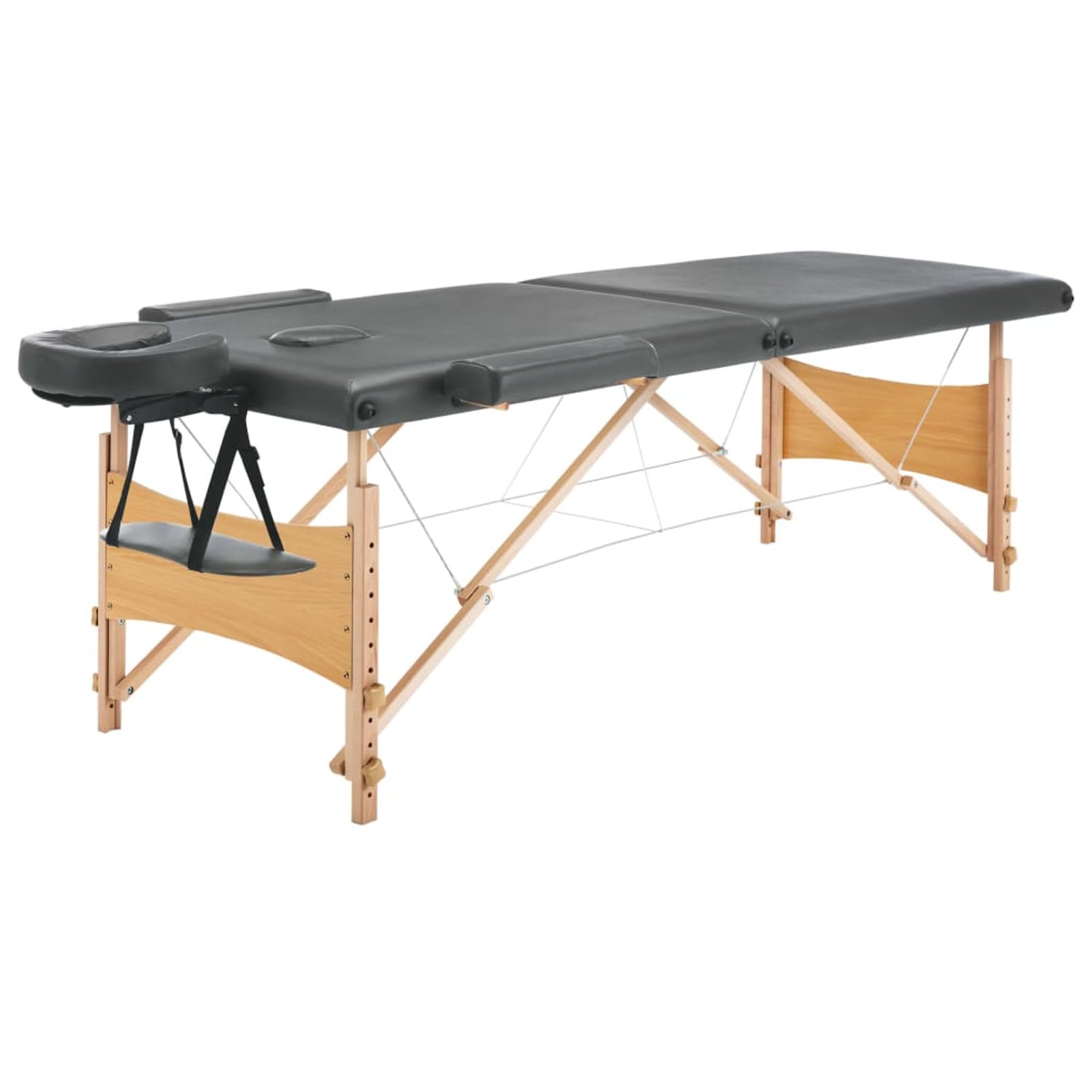 ZEYUAN Lettino da Massaggio 2 Zone Telaio in Legno Antracite 186x68cm,Salute e Bellezza,Cura della Persona,Massaggi e Relax,Lettini da massaggio-110171