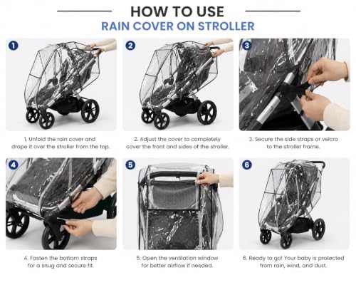 Image of Safe-O-Kid Universal Baby Stroller Rain Cover | Waterproof EVA Stroller Cover | Windproof, Dustproof & Snowproof Weather Shield | Full-Cover Protection for Baby Pram & Stroller | Easy Fit, Travel Friendly - Transparent