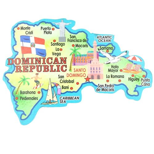 Imán decorativo mapa República Dominicana 5 pulgadas