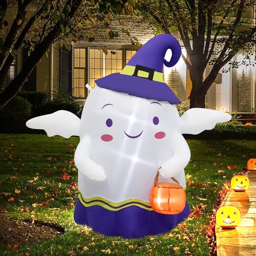 4FT Halloween Inflatable Cute Ghost Decoration Built-in LEDs - image 1