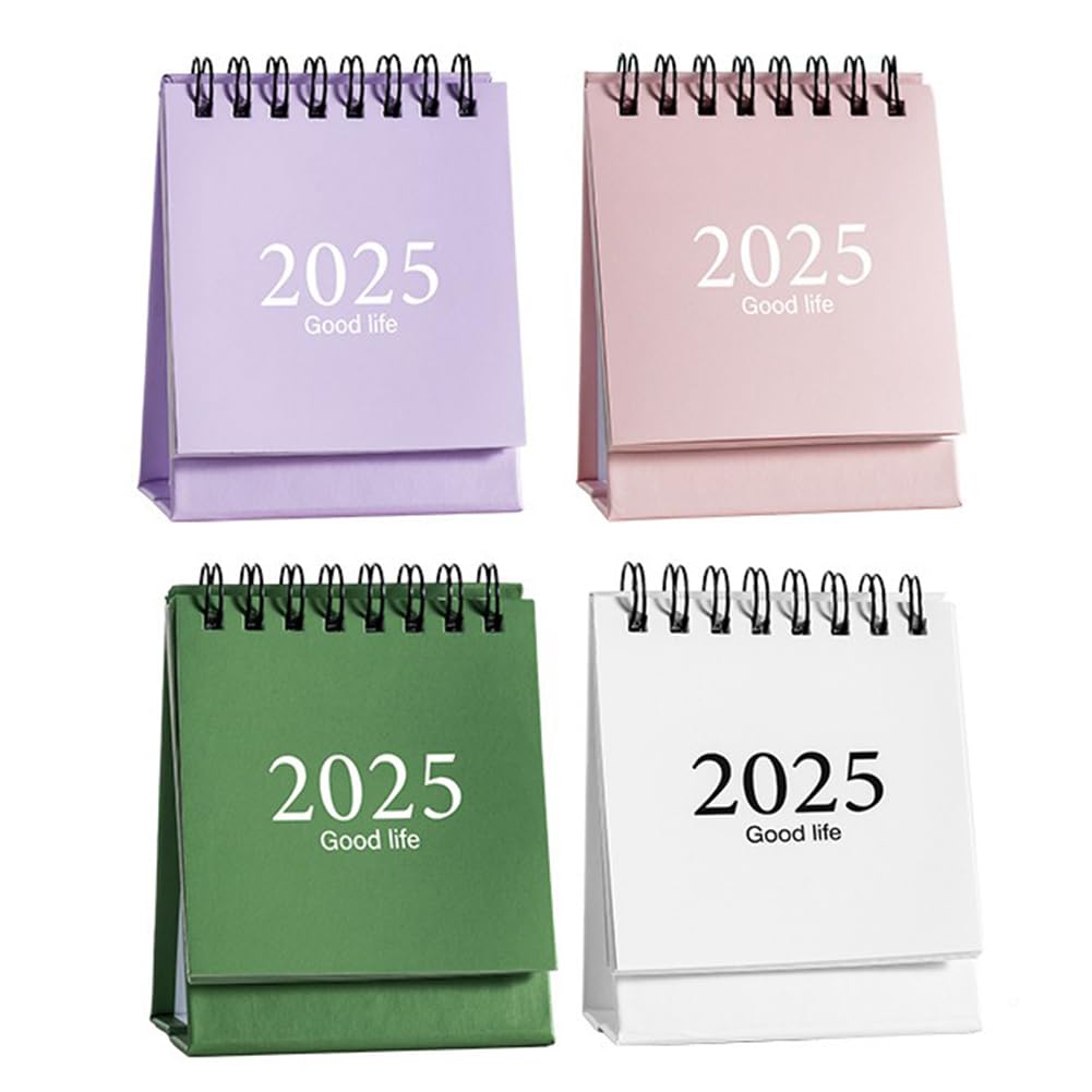 croselyu Desktop Calendar Simple Solid Color Cartoon Mini Calendar Creative Desktop Decoration Portable Small Desk Calendar Calendar,9.5x7.5cm (4pcs)