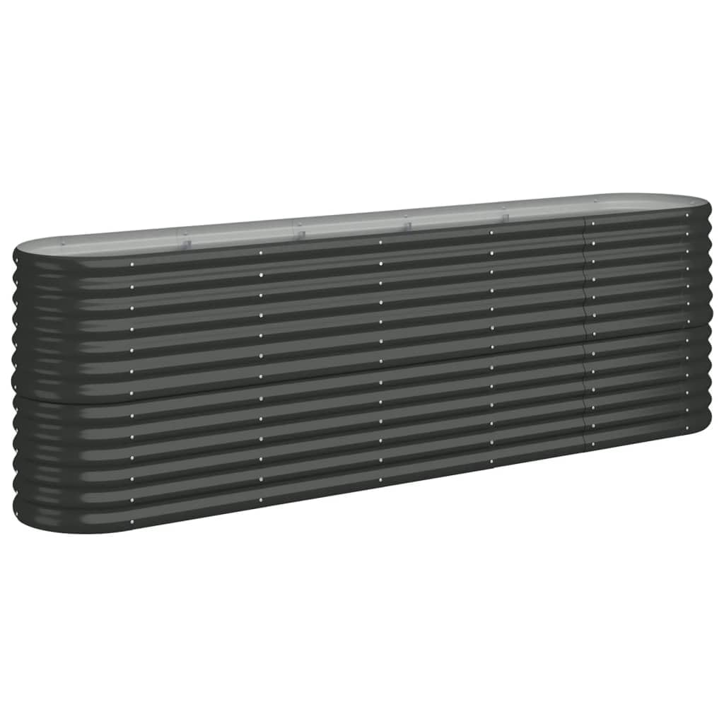 vidaXL Anthracite Oval Garden Raised Bed - Powder-coated Steel Planter, Weather-Resistant, Large 224x40x68 cm, for Patio/Garden