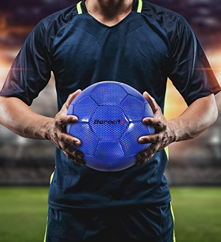 Image of Blue Soccer Ball Size 4, PVC Material, Iridescent Hexagon Pattern, Ideal for Soccer Practice and Training