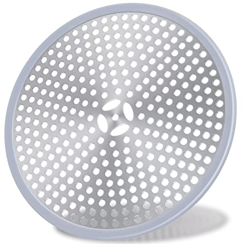 Drain de Douche, Filtre de Cheveux, Filtre pour bonde de Douche, Grille Douche Anti Cheveux, Couverture de Drain Filtre à Évier, Attrape-Cheveux Douche Drain - Acier Inoxydable Argent et Silicone 1