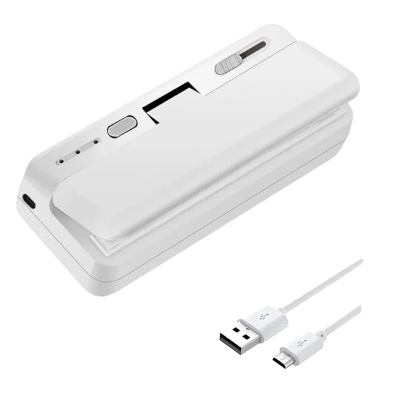 Máquina selladora al vacío, Mini Sellador De Bolsas Plástico, Máquina Sellado Térmico, Envasado Alimentos, Clip Mano Recargable,Selladora de alimentos(White)
