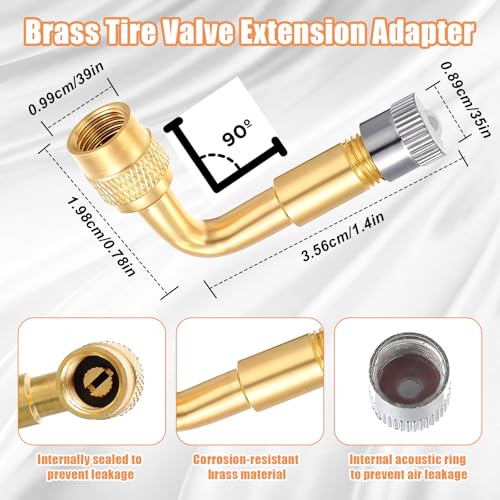 Image of 2Pcs 8.25 Inch Universal Flexible Tire Valve Extenders 2Pcs 90 Degree Valve Stem Extension, Brass Tire Valves Extension Adaptor for RV Cars Truck Motorcycle Scooter Bike