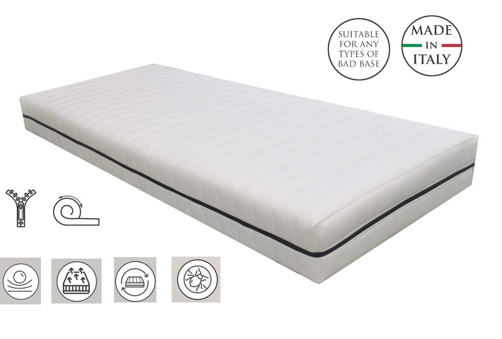 RITMO H20cm, materasso ORTOPEDICO, COMPLETAMENTE ANALLERGICO con interno in Grafene a base di carbonio semirigida e tessuto sfoderabile tessuto resistente, matrimoniale 160x190 cm