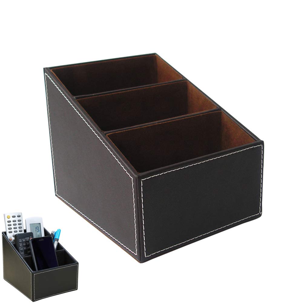 LFMXLD Creative Multi-Functional Storage Box, Three-Frame Leather Casual Storage Bucket, Desk Storage Box. (Size: 16 * 13 * 13CM)