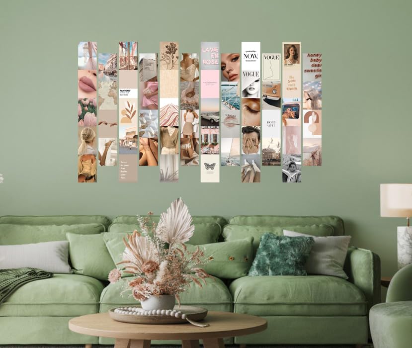 Image of Pack of 54 Soft Netural Wall Collage Kit Posters - 4 x 6 Inches Wall Decor Poster - Wall Art For Bedroom, Living room, Office - 1 Tissue Tape